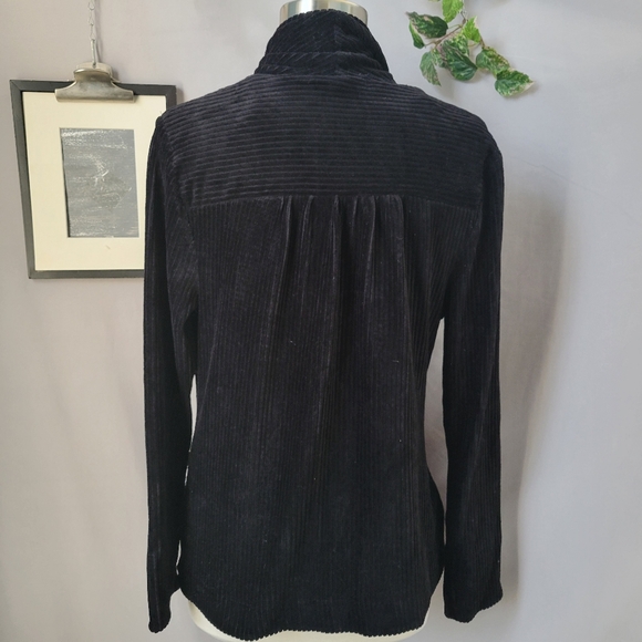 Gudrun Sjoden Velvet Velour Wrap Cardigan Blouse Black S - Picture 2 of 14